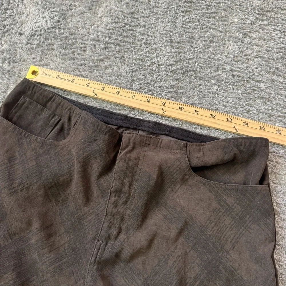 Unbranded Crosshatch Pattern Trousers Size 32 Brown Textured Flat Front Pants